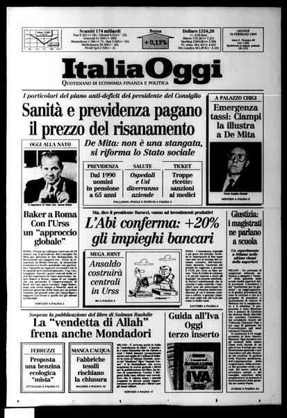 Italia oggi : quotidiano di economia finanza e politica